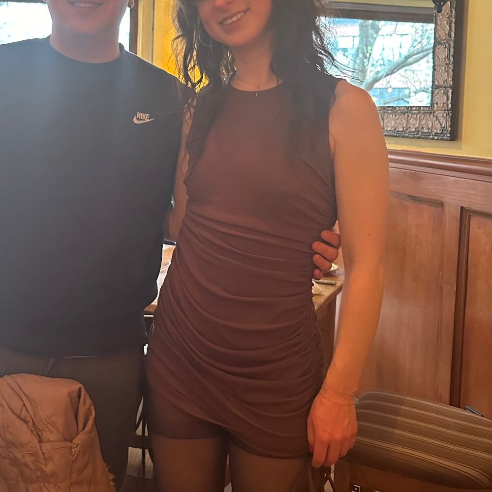 Bailey Rose Brown Ruched Dress, Sz Small